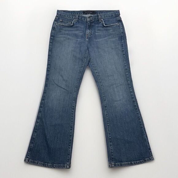Calvin Klein Jeans Womens 10 Flared Mid Rise Blue Denim Measures 32 x 27 - Picture 1 of 10